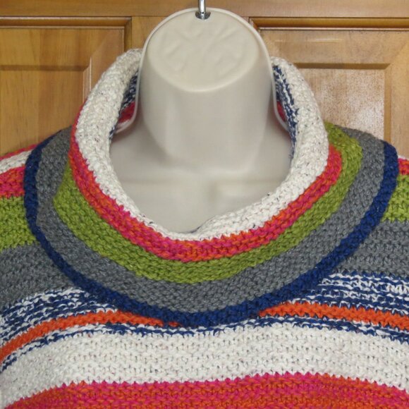 Habitat Women's Rustic Stripes Foldover Cowl Neck Sweater Multi Color Size Med - Picture 2 of 10